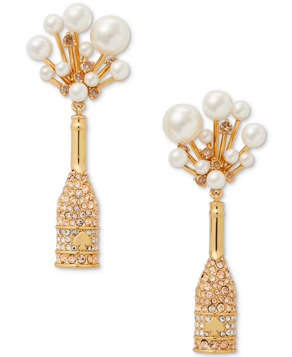 Shop Kate Spade Gold-tone Crystal & Imitation Pearl Champagne Statement Earrings