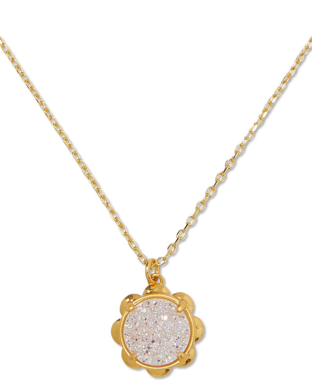 Shop Kate Spade Gold-tone Stone Flower Pendant Necklace, 16" + 3" Extender In Neutral Mu