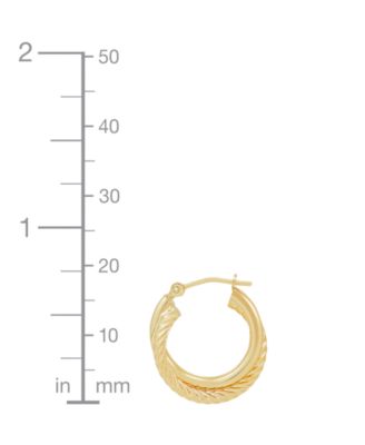 Twisted & Smooth Small Hoop Earrings in 14k Gold, 15mm
