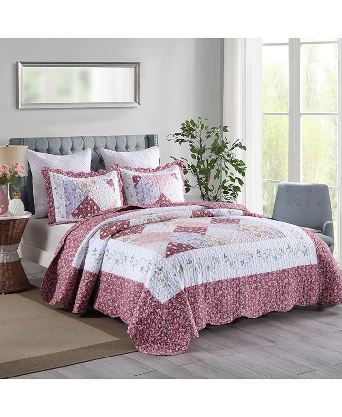 MarCielo 3 Piece Printed Quilt Set Bedspread Set B028 King Macy's