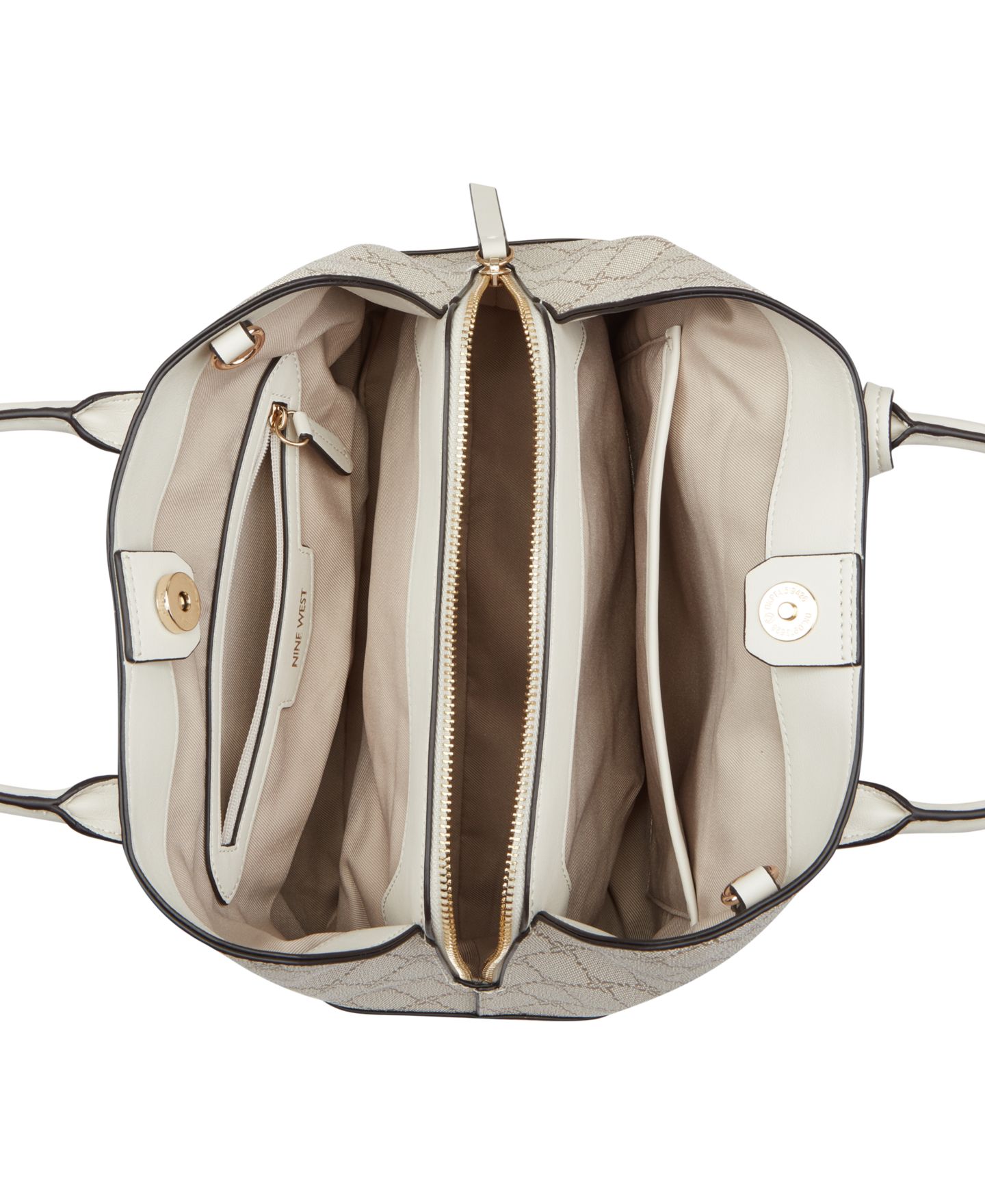 Женская сумка Nine West Brooklyn Small Satchel, цвет: Mushroom Logo, Milk — фото 5