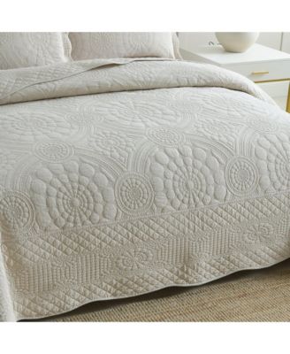 3 PCS 100% Cotton Oversized Bedspread Quilt Set Embroidery TF -King