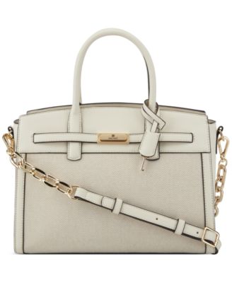 Nine West Dax Jet Set Small Satchel Bag Natural Cream