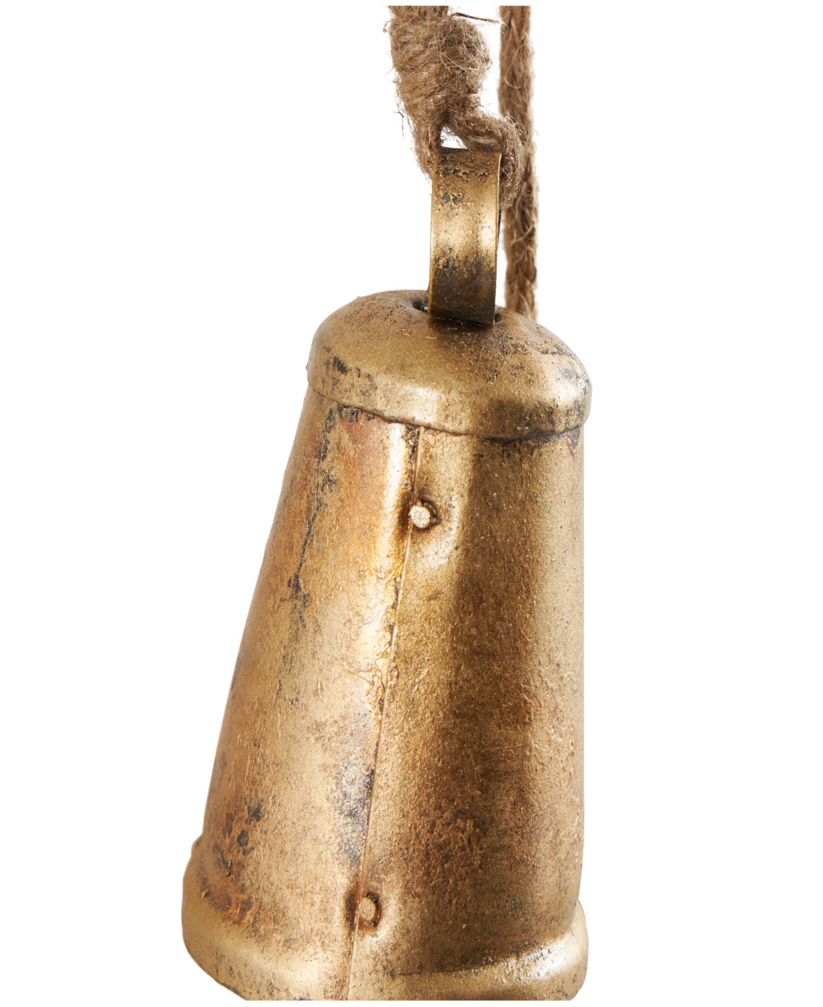 Rosemary Lane Metal Tibetan Inspired Decorative Cow Bell With Jute Hanging Rope, 4" X 3" X 29" In Gold