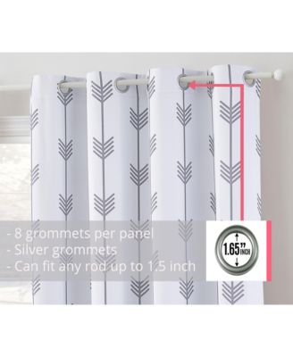 Arrow Printed Privacy Blackout Energy Efficient Room Darkening Thermal Grommet Window Curtain Drape Panels for Bedroom - Set of 2