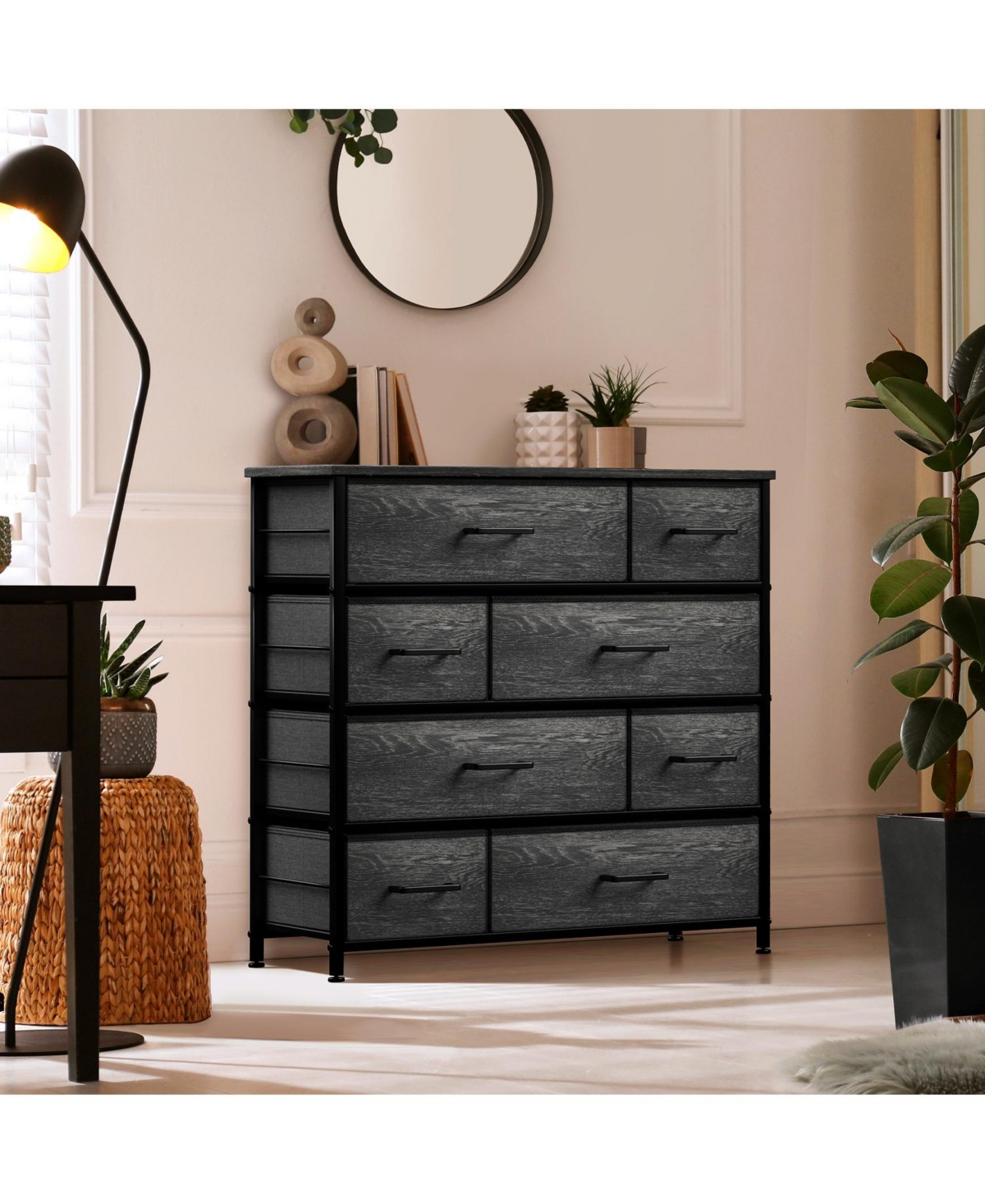 Sorbus Dresser with 8 Drawers - Storage Chest Organizer with Steel Frame, Wood Top, Handles, Fabric Bins (Watercolor)