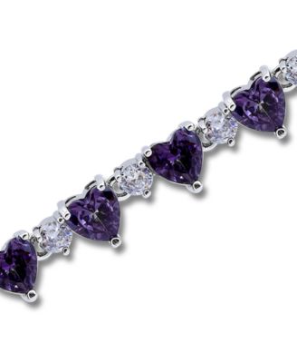 Cubic Zirconia Purple Clear Heart Alternate Bracelet