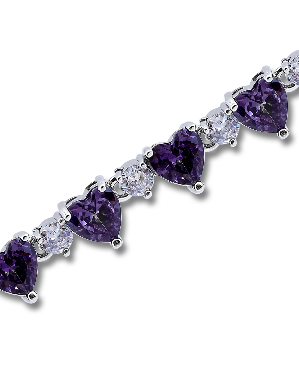 Shop Macy's Cubic Zirconia Purple Clear Heart Alternate Bracelet