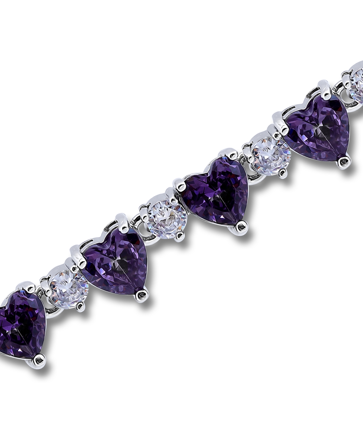 Macy's Cubic Zirconia Purple Clear Heart Alternate Bracelet In Purple