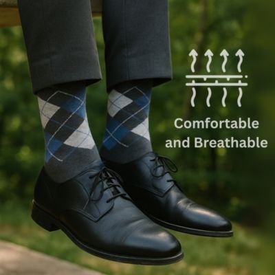 Men's Dress Socks 6 Pair Crew Sock Cotton Dress Socks for Men Solid Ribbed Argyle Pattern Multicolor Fun Designs