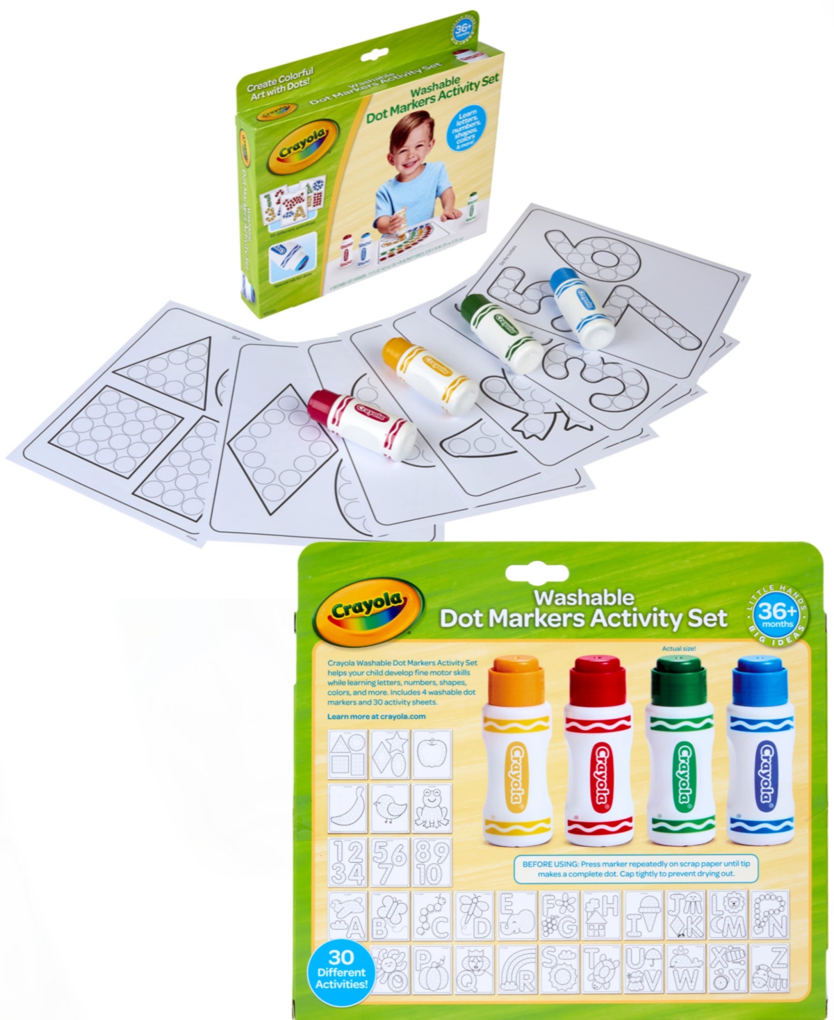 Shop Crayola Washable Dot Markers Activity Set, 30 Toddler Coloring Pages 4 Washable Markers In Multi
