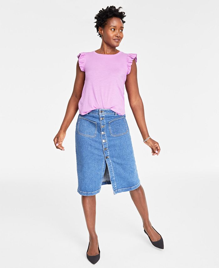 On 34th Women's Patch Pocket Denim Skirt, Created for Macy's - Macy's