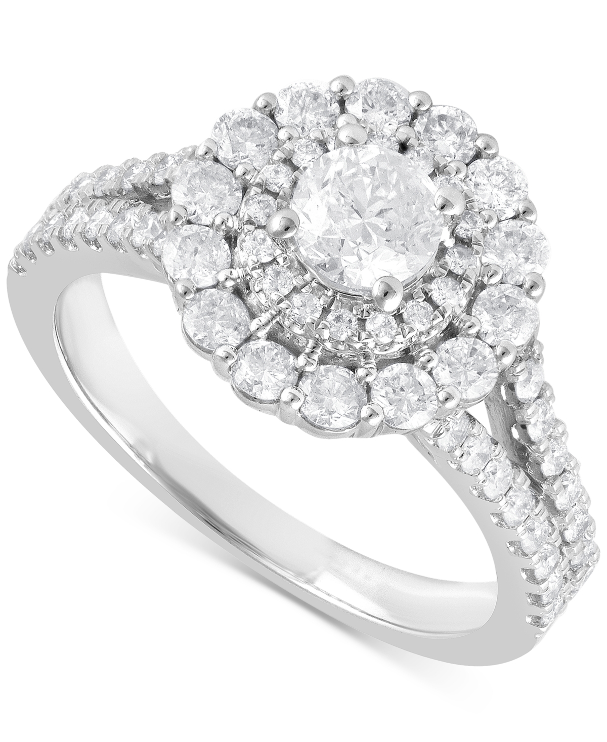 Macy's Diamond Double Halo Engagement Ring (1-1/2 Ct. T.w.) In 14k White Gold