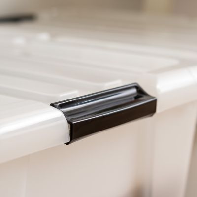 45 Quart Buckle Up Storage Box, 4 Pack, Pearl