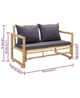 Garden Bench Dark grey, Natural bamboo