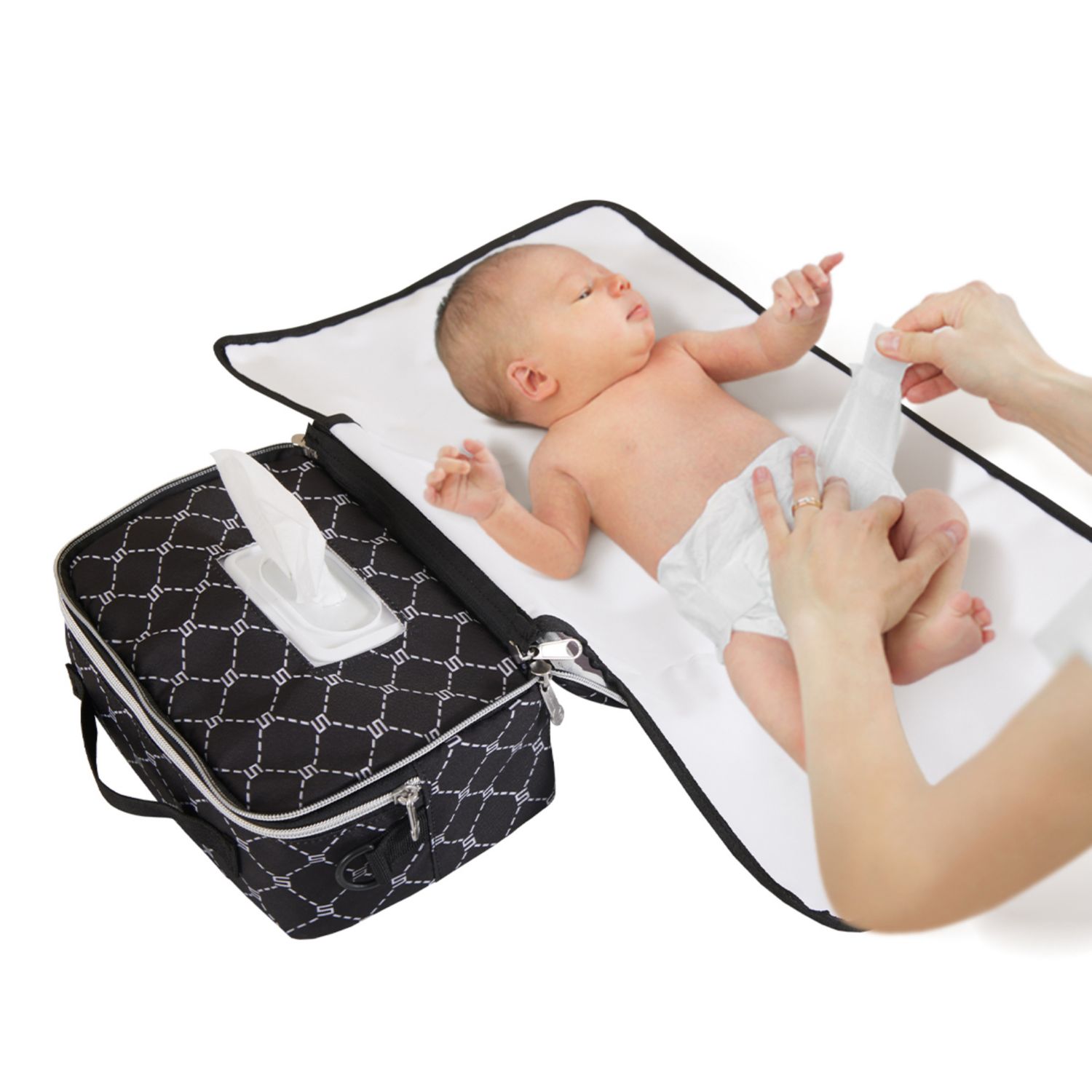 Portable Diaper Bag with Changing Pad, Waterproof Travel Baby Bag