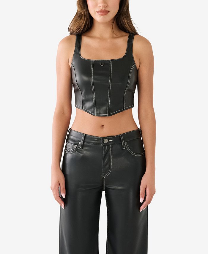 Real Leather Corset Crop Top