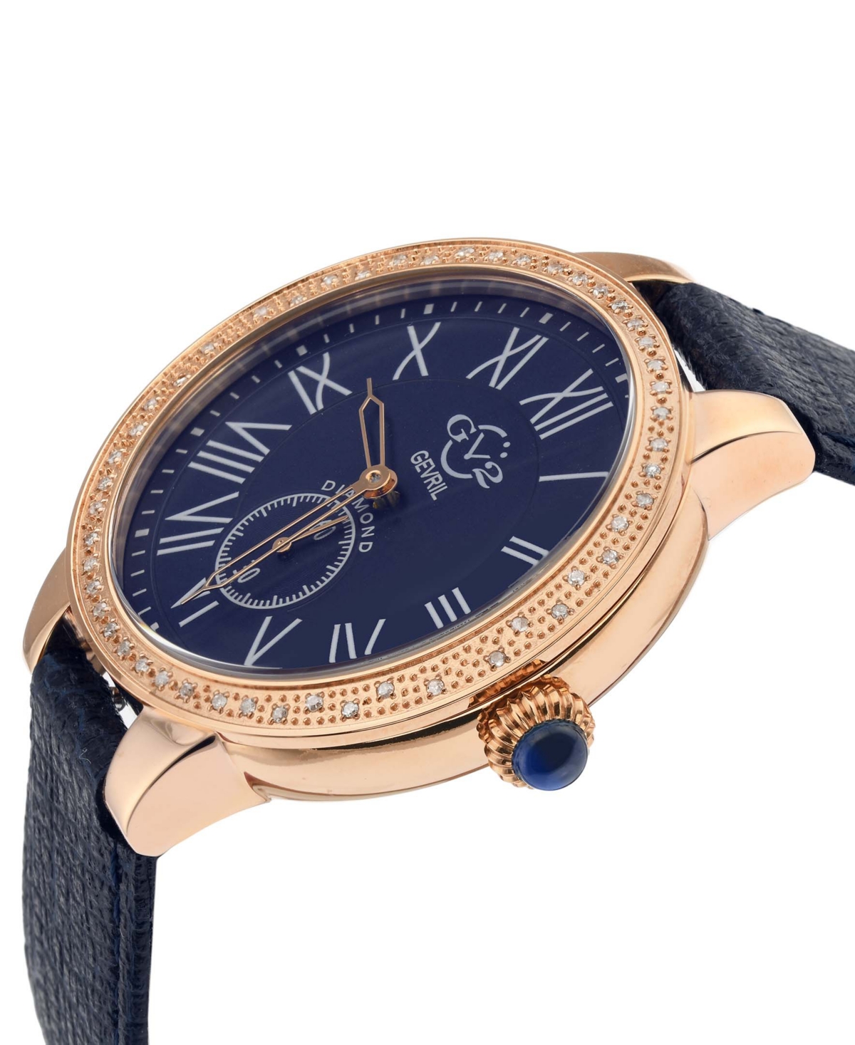 Shop Gv2 By Gevril Women's Swiss Quartz Astor Blue Faux Leather Watch 40mm