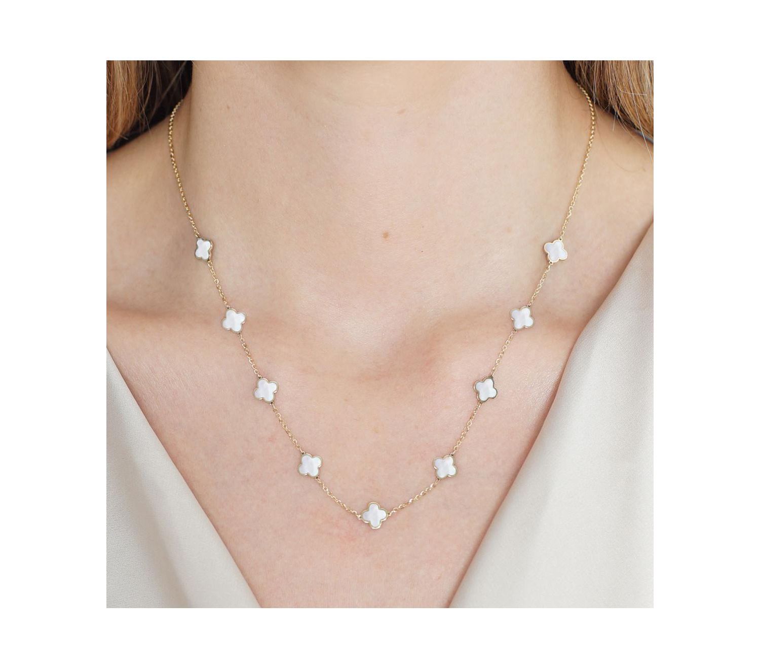 Mini Mother of Pearl Clover Necklace