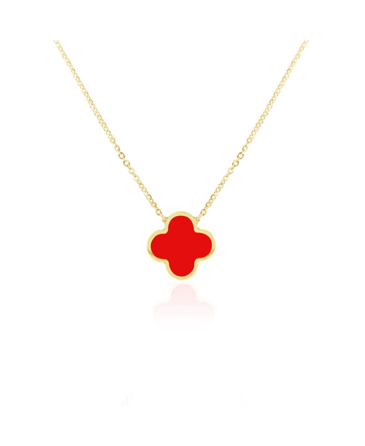 Extra Large Coral Single Clover Necklace - Red