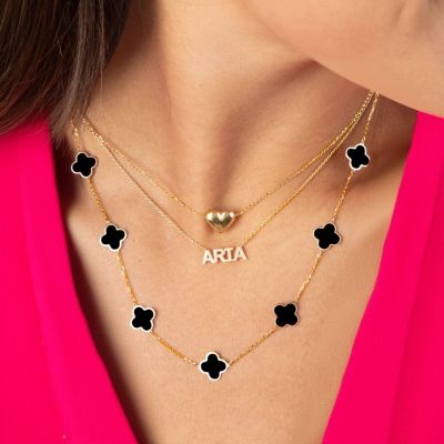 Small Onyx Clover Necklace