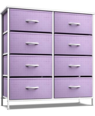  8 Drawers  Steel Frame & Wood Top Fabric Bins Storage Dresser Unit for Bedroom, Closet, Office