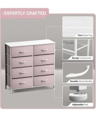  8 Drawers  Steel Frame & Wood Top Fabric Bins Storage Dresser Unit for Bedroom, Closet, Office