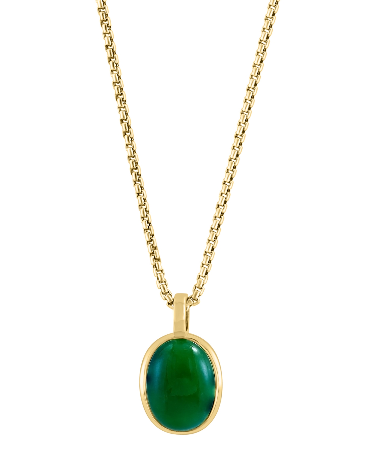Effy Men's Dyed Jade Oval Cabochon 22" Pendant Necklace in Gold-Plated Silver - Gold Over Silver