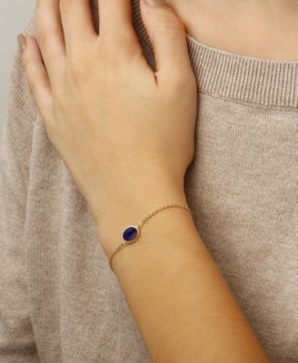 Lapis Lazuli Oval Rope-Framed Link Bracelet in 14k Gold (Also in Malachite)