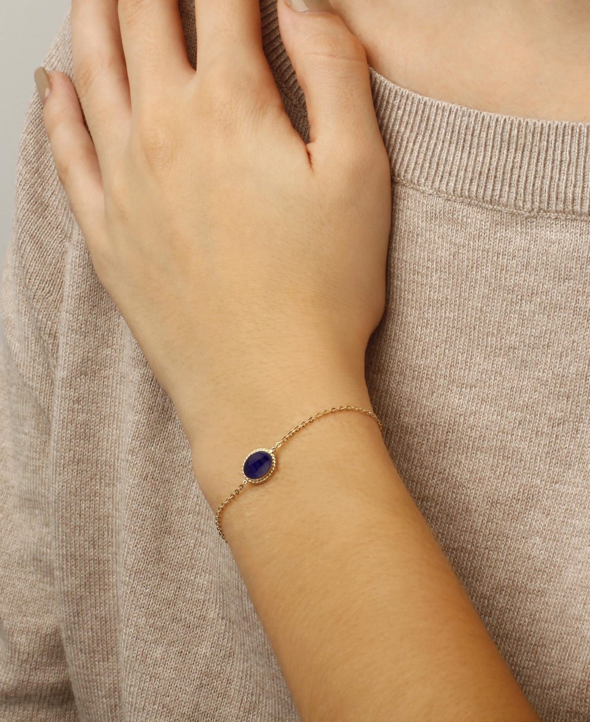 Lazuli Oval Rope-Framed Link Bracelet in 14k Gold (Also in Malachite) - Lapis