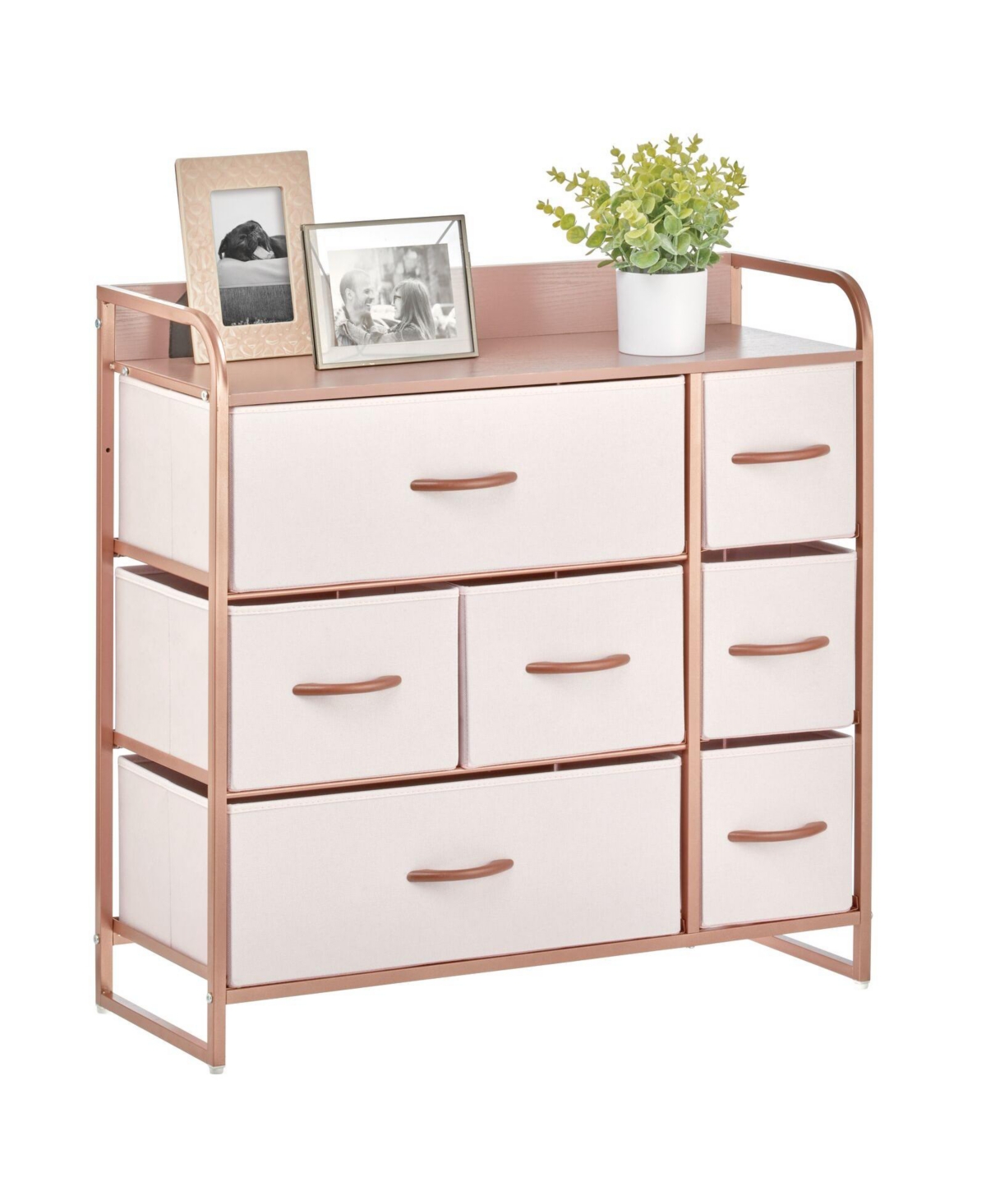 Storage Dresser Furniture, 7 Fabric Drawers - Pink/rose gold