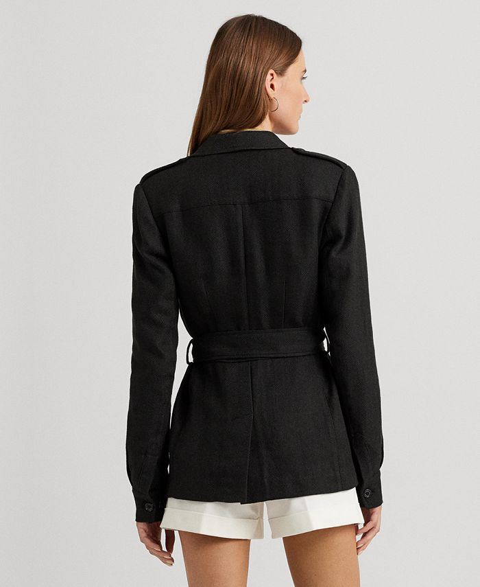 Lauren Ralph Lauren Women's Belted Cotton-Linen Herringbone Jacket - Macy's