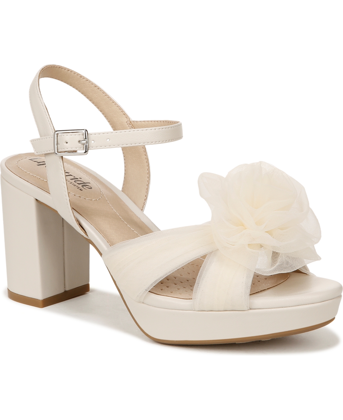 Shop Lifestride Last Dance 3 Dress Sandals In Bone White Faux Leather,fabric