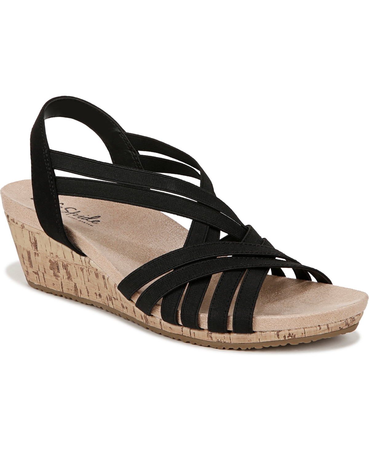 Mallory Strappy Wedge Sandals - Black Fabric