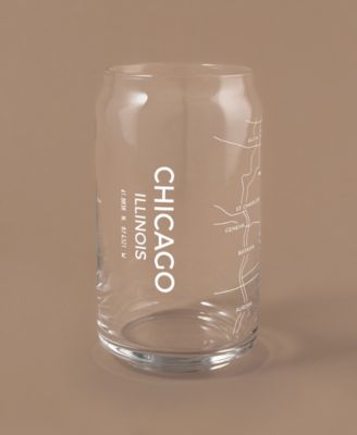 THE CAN Chicago Map 16 oz Everyday Glassware, Set of 2