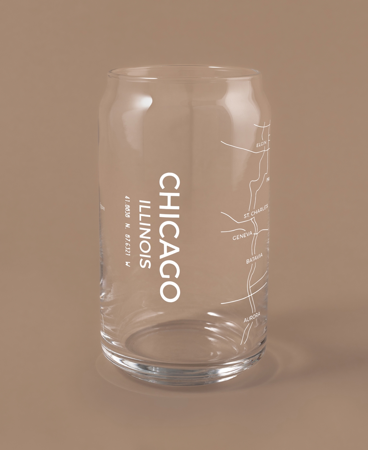 Narbo The Can Chicago Map 16 oz Everyday Glassware, Set Of 2 In White