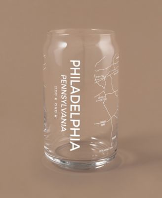 THE CAN Philadelphia Map 16 oz Everyday Glassware, Set of 2