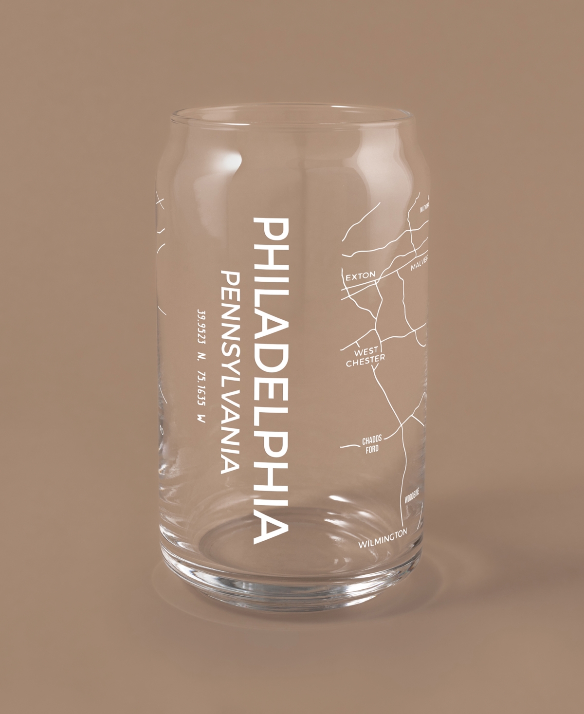 Shop Narbo The Can Philadelphia Map 16 oz Everyday Glassware, Set Of 2 In White