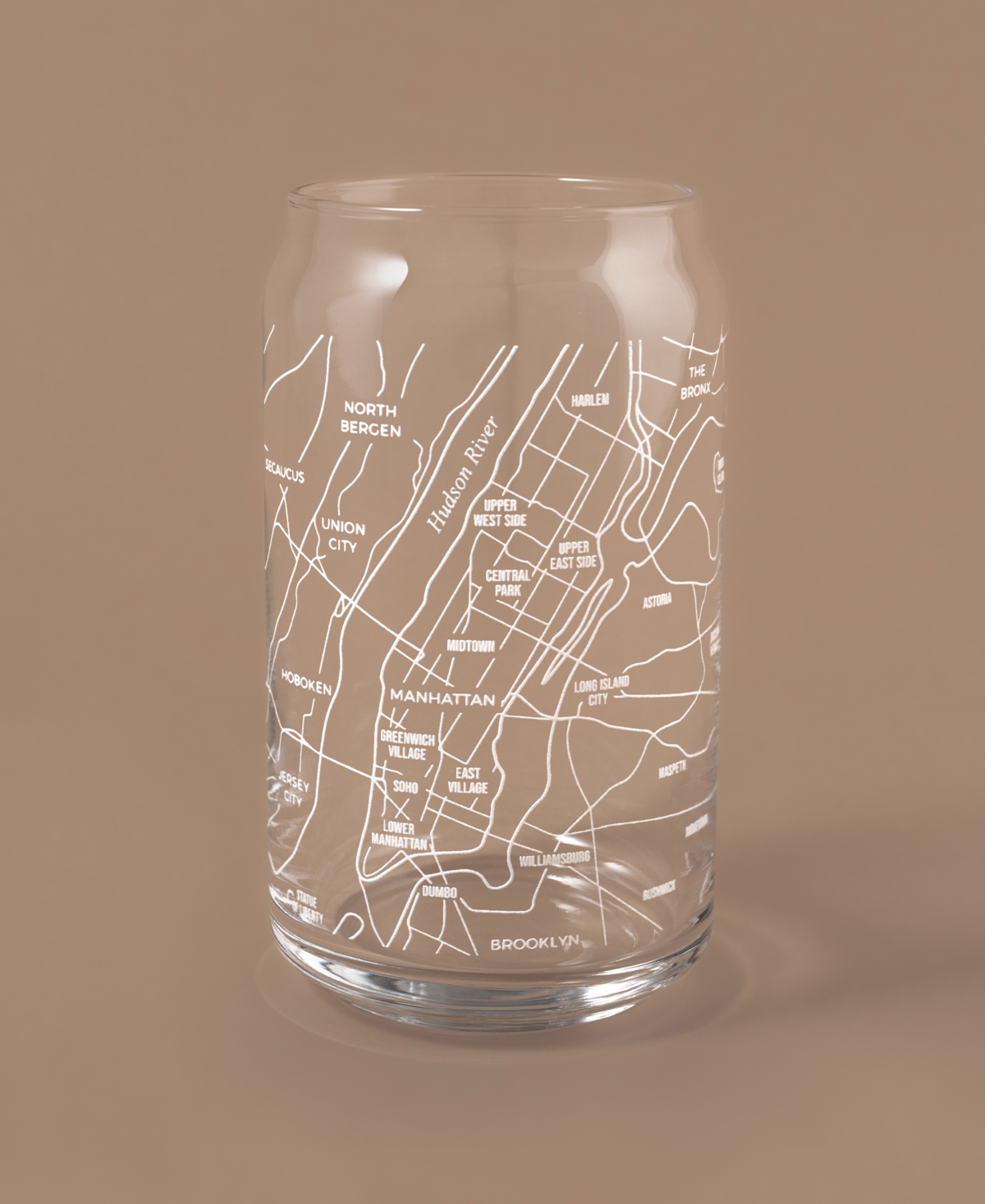 Shop Narbo The Can New York City Map 16 oz Everyday Glassware, Set Of 2 In White