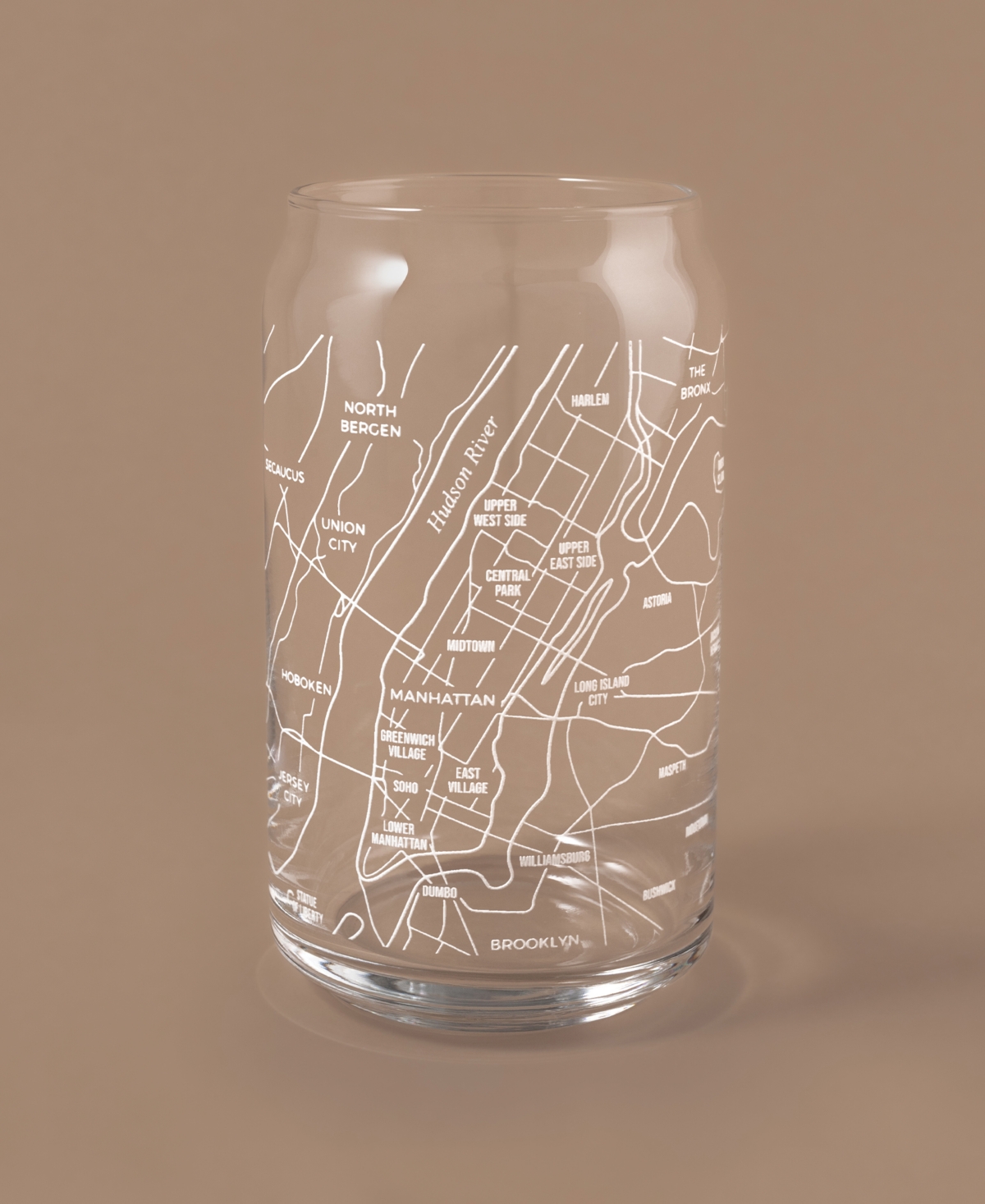Narbo The Can New York City Map 16 oz Everyday Glassware, Set Of 2 In White
