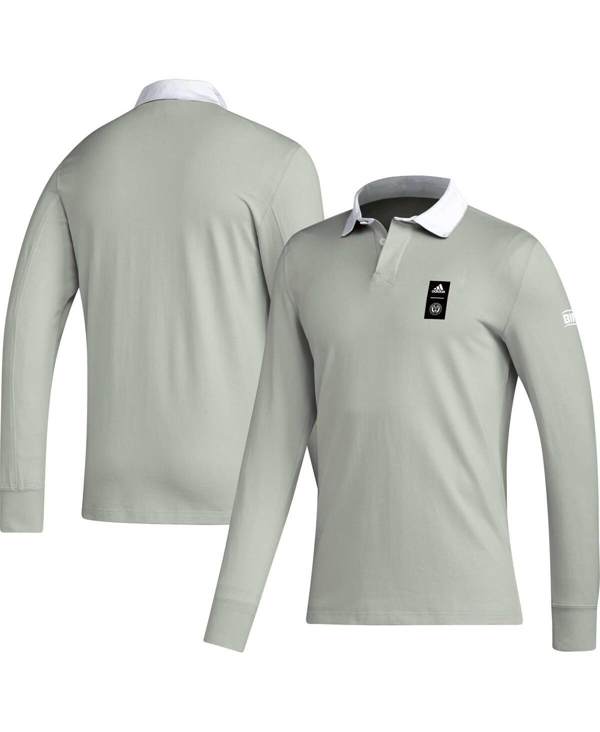 Men's adidas 2023 Player Gray Philadelphia Union Travel Long Sleeve Polo Shirt - Gray