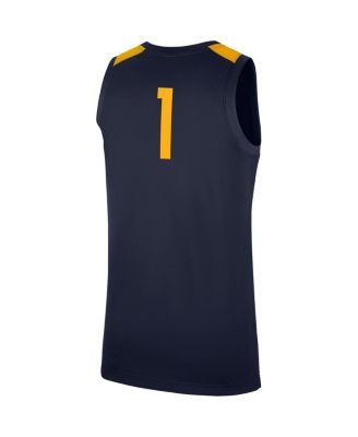 Men's #1 Navy West Virginia Mountaineers Replica Jersey