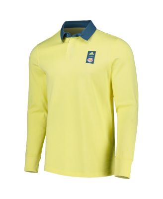 Men's 2023 Player Yellow New York Red Bulls Travel Long Sleeve Polo Shirt