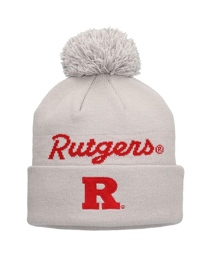 adidas Men's Gray Rutgers Scarlet Knights Cuffed Knit Hat with Pom Macy's