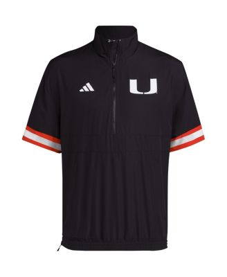 Men's Black Miami Hurricanes Strategy Short Sleeve Half-Zip Jacket