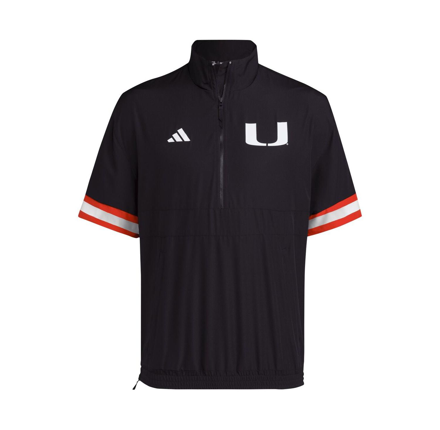 Men's Black Miami Hurricanes Strategy Short Sleeve Half-Zip Jacket