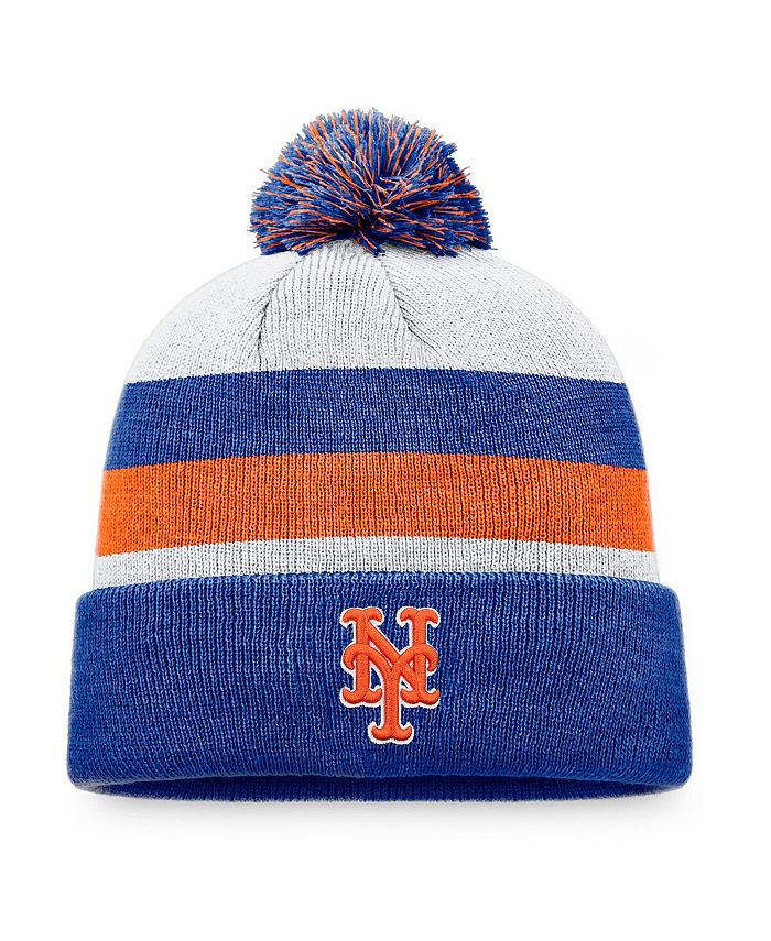 Fanatics Men s Royal New York Mets Stripe Cuffed Knit Hat with Pom
