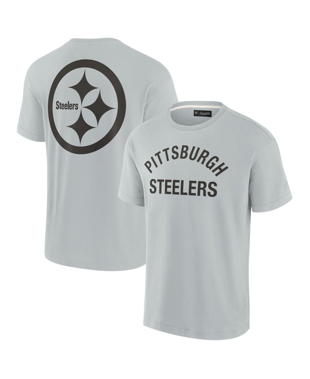 Men's and Women's Fanatics Signature Gray Pittsburgh Steelers Super Soft Short Sleeve T-shirt - Gray