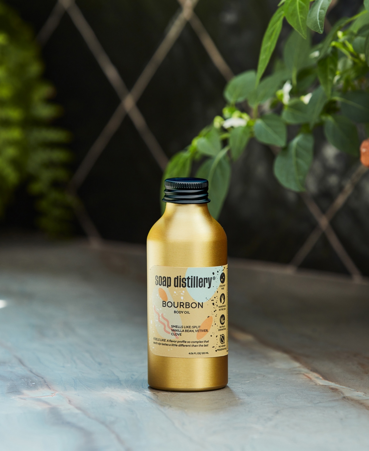 Shop Soap Distillery Bourbon Botanical Botanical Body Oil In Gold