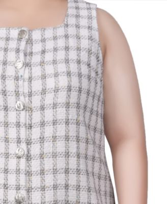 Plus Size Long Sleeve Jacket and Tweed Dress, 2 Piece Set